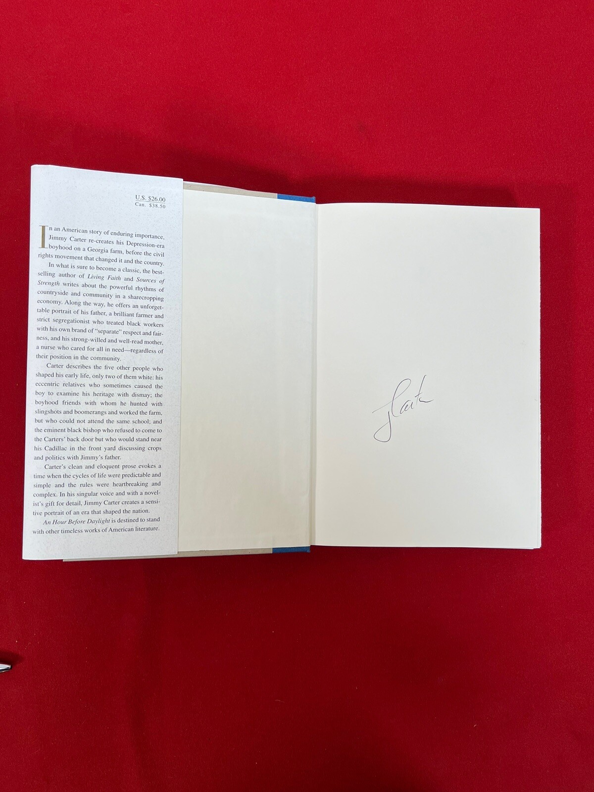 Jimmy Carter SIGNED ‚An Hour Before Daylight: Memories of a Rural Boyhood‘ 2001