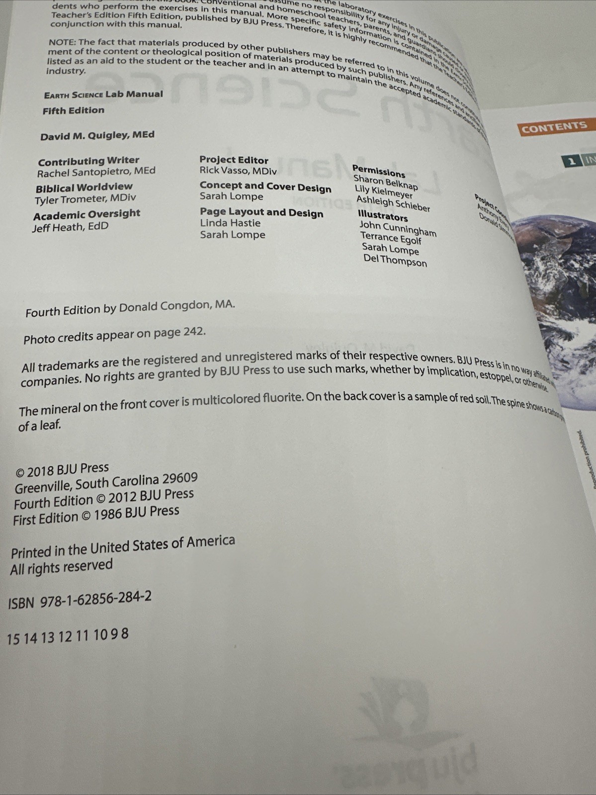 Bob Jones Earth Science (5th Edition) Student LAB MANUAL 8th Grade – NEW