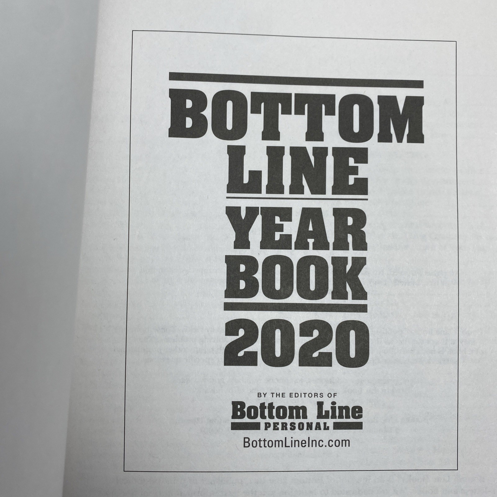 Bottom Line Yearbook 2020 Editors of Bottom Line Personal VG HC 0‑88723‑824‑6