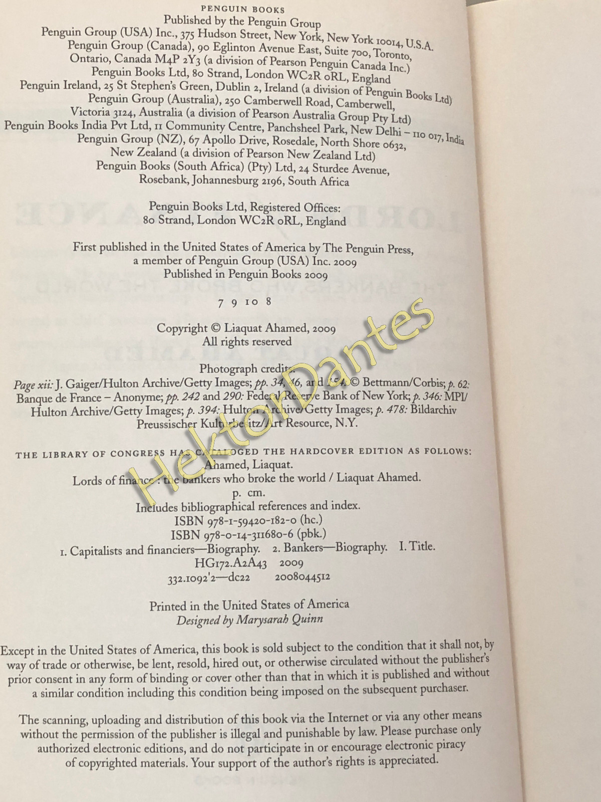 Lords of Finance: The Bankers Who Broke the World by Liaquat Ahamed (2009 Softco