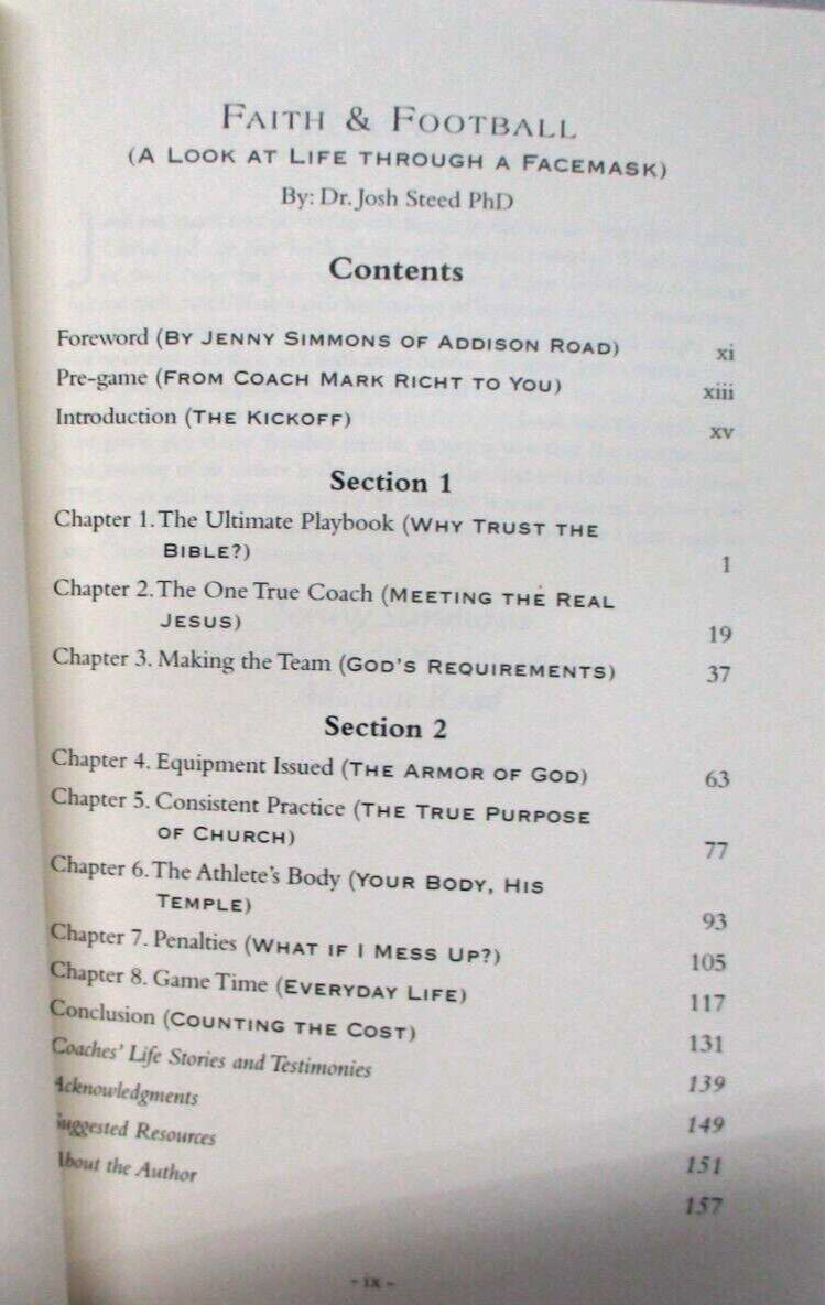 Faith & Football A Look at Life Through a Facemask by Josh Steed religion book