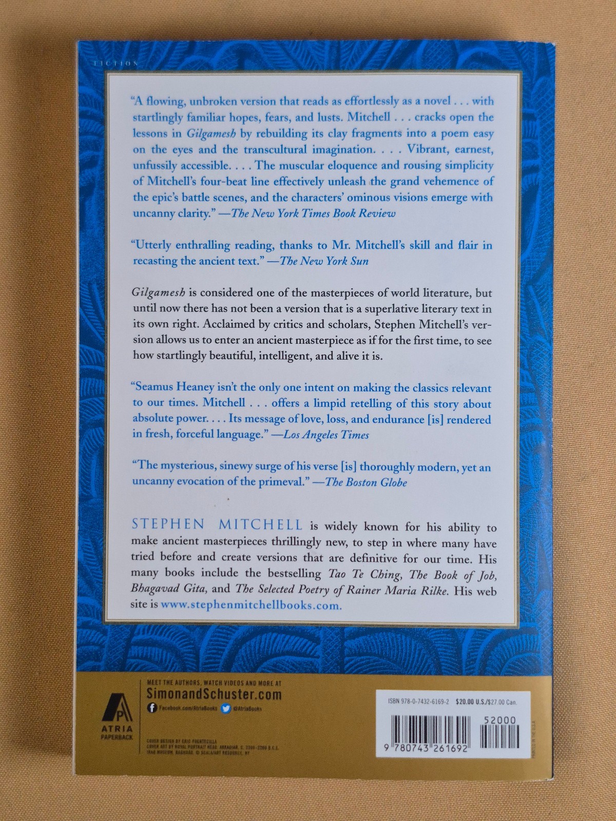Gilgamesh A New English Version by Stephen Mitchell – Atria Trade Paperback