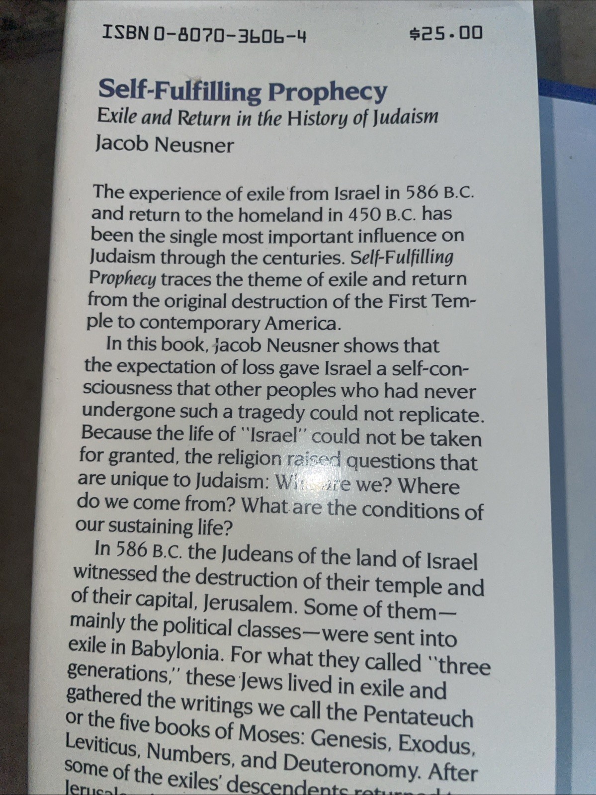Self-Fulfilling Prophecy : Exile and Return in the History of Judaism by…