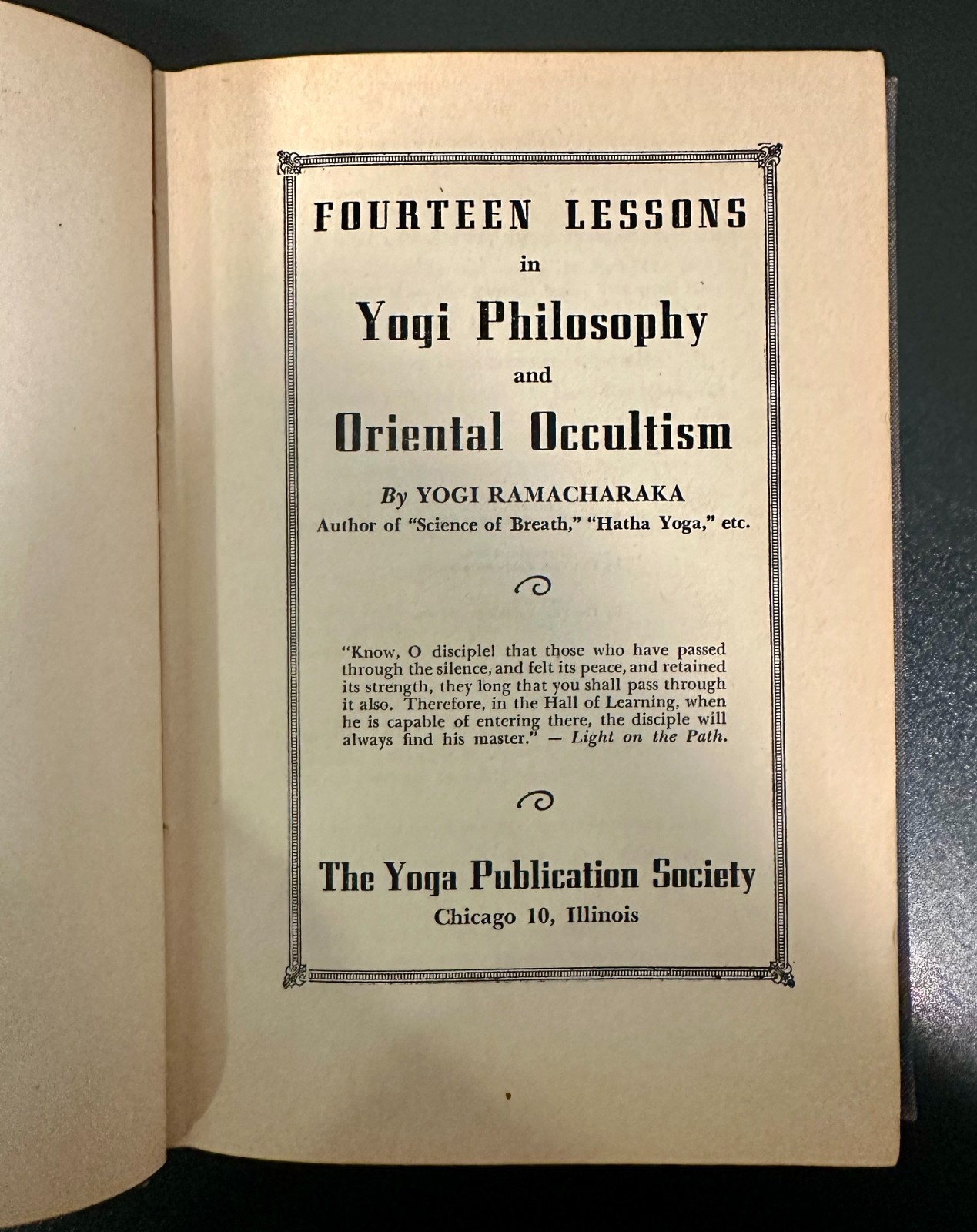 Fourteen Lessons in Yoga Philosophy by Yogi Ramacharaka (1931, Hardcover)