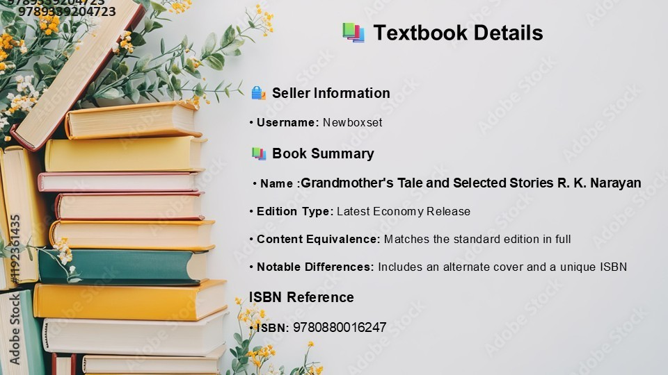 New: Grandmother’s Tale and Selected Stories R. K. Narayan -9780880016247