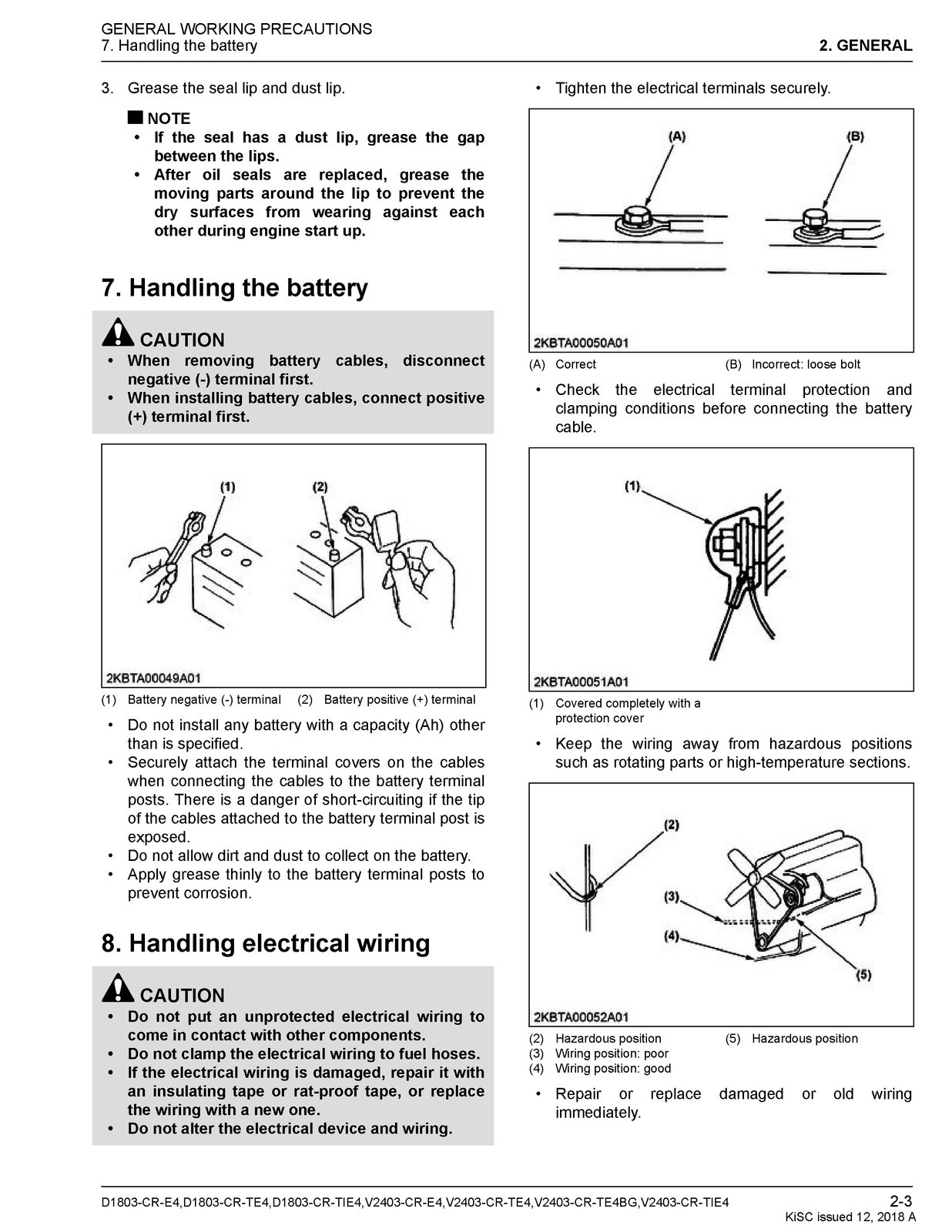 KUBOTA D1803-CR V2403-CR Diesel Engine Workshop Manual – SPIRAL BOUND – JACKET