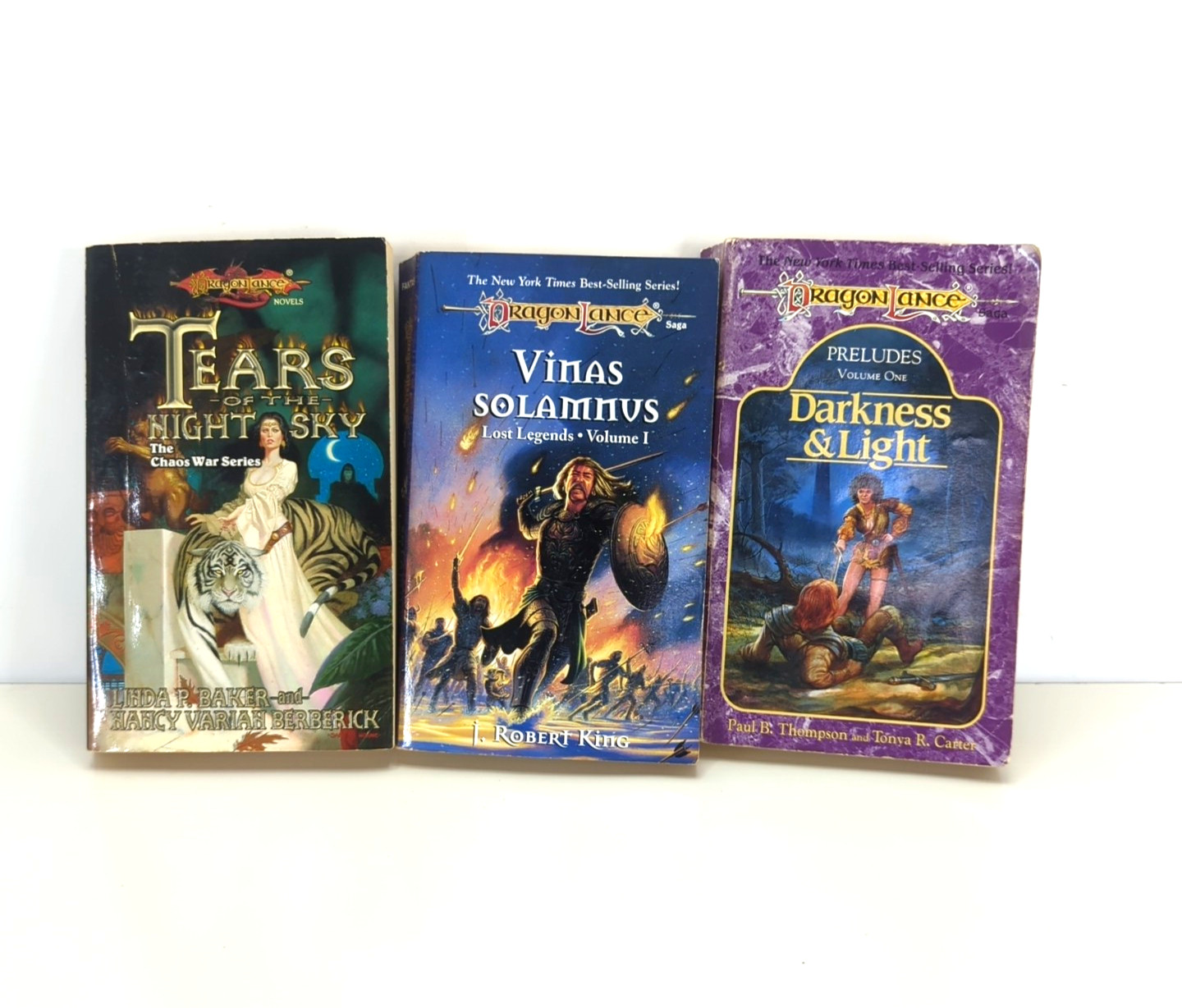 Vintage Mixed Lot Of 3 Dragonlance Saga Fantasy Paperback Books 1989-1998 Used