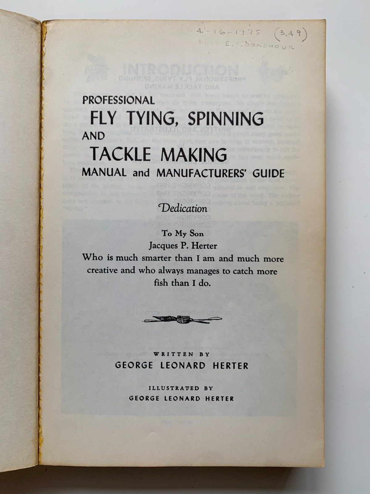Professional FLY TYING, SPINNING & TACKLE MAKING Guide, George HERTER, 1973