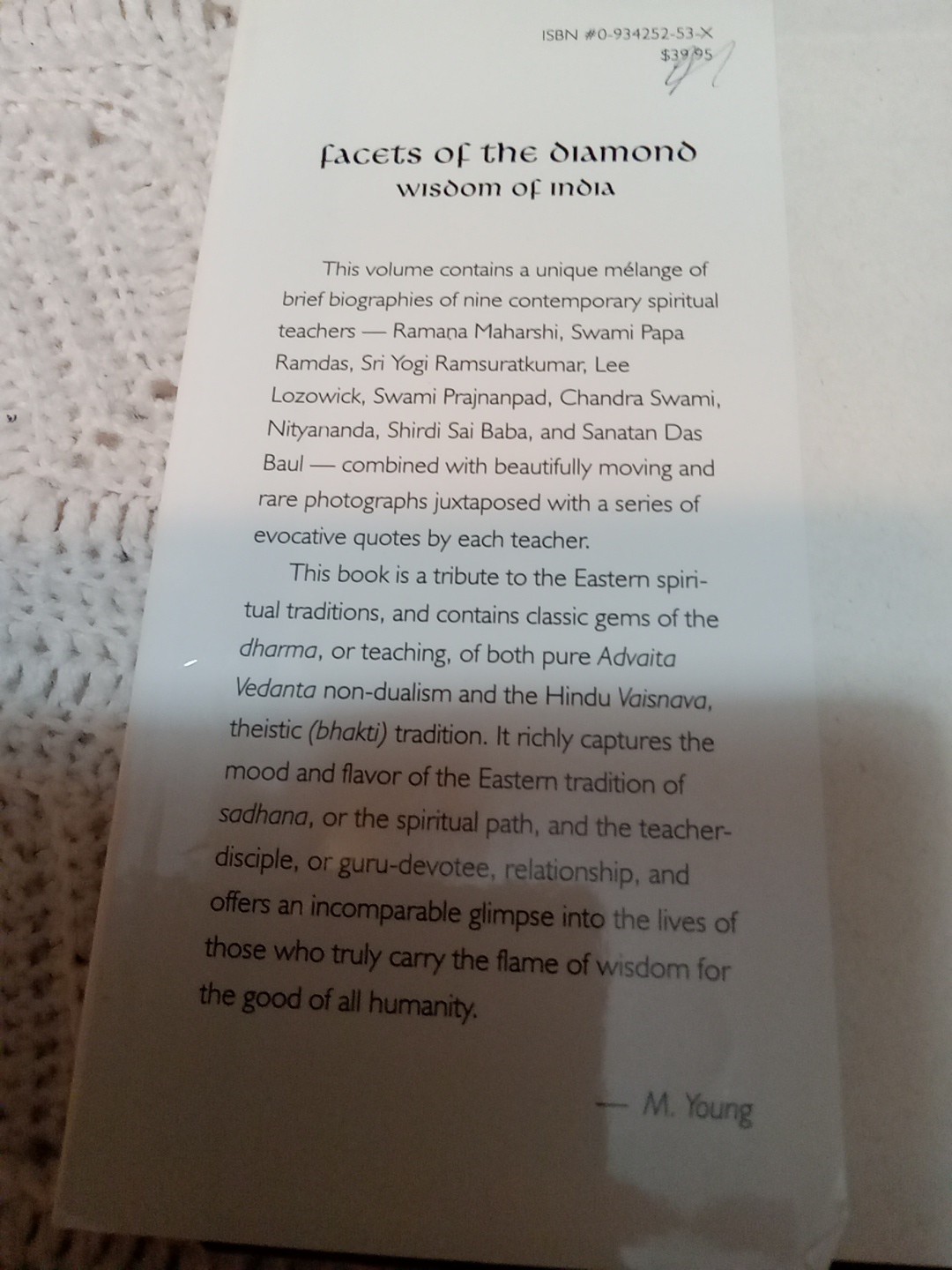 Facets of the Diamond Wisdom of India HCDJ 1994