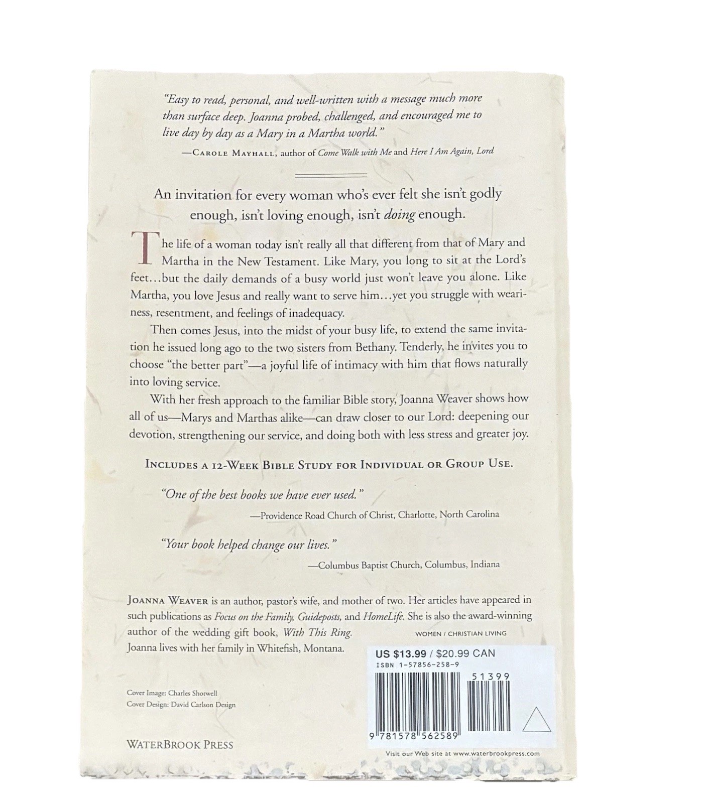 Having a Mary Heart in a Martha World Joanna Weaver Paperback Christian Life