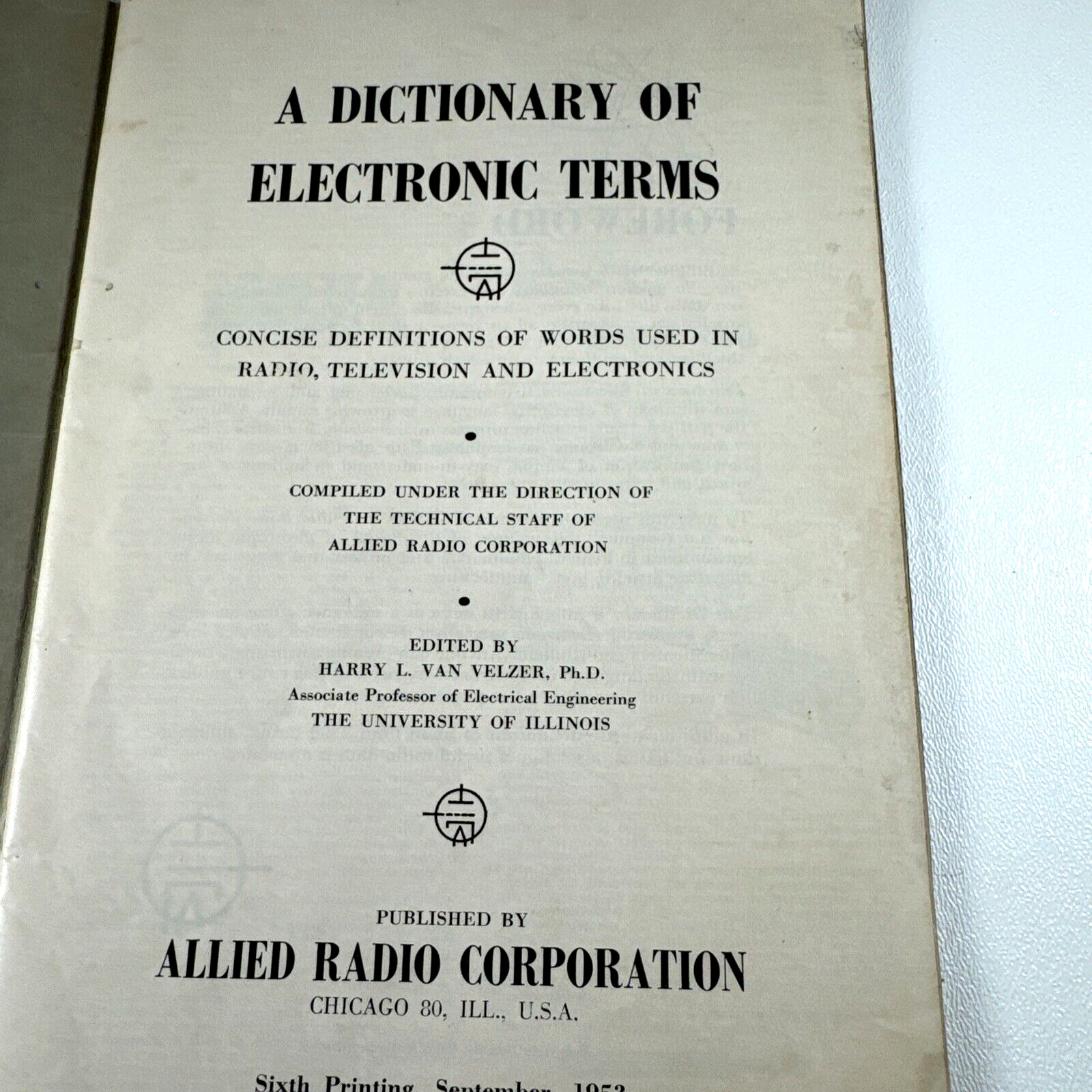 Vtg 1953 Dictionary Of Electronic Terms Published By Allied Radio Shack Read
