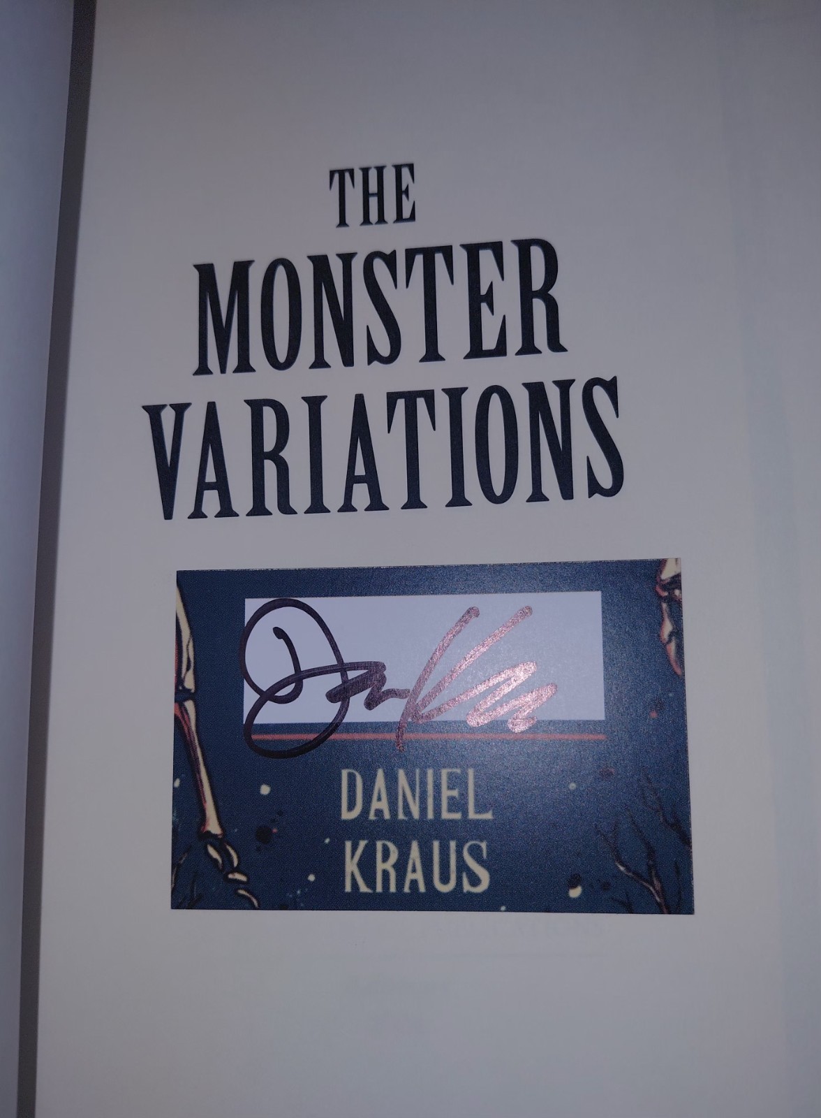 SIGNED BOOKPLATE Daniel Kraus Monster Variations PB Cemetery Dance New