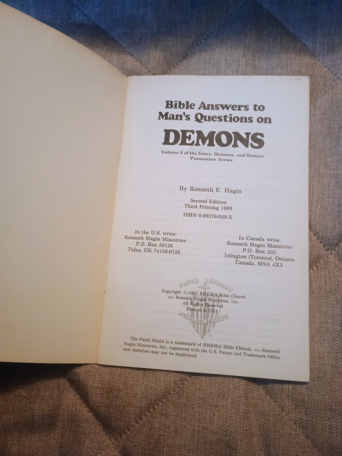 Bible Answers to Man’s Questions on Demons Kenneth Hagin Christian RHEMA