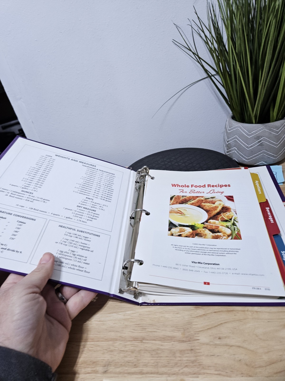 VITA-MIX Whole Food Recipes For Better Living Cookbook 3 Ring Binder 2003