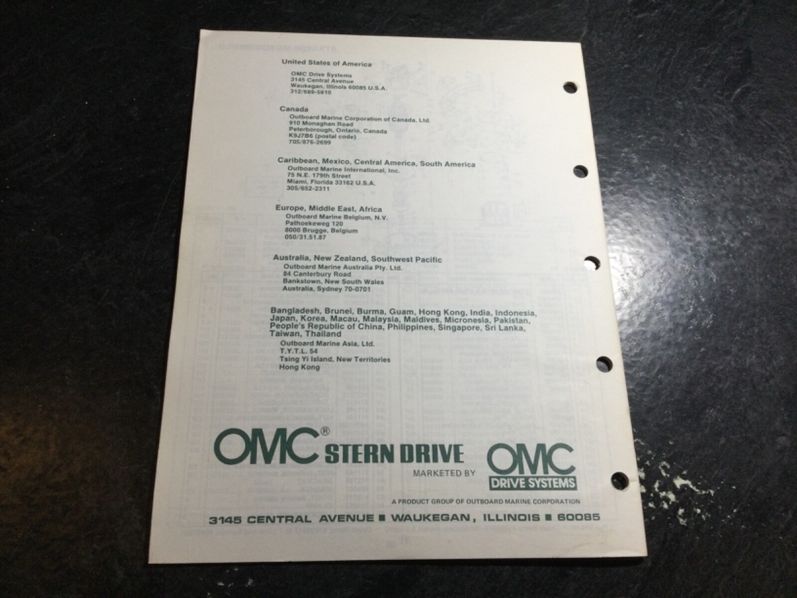 1984 OMC 5.0L & 5.7L V8 Stern Drive Parts Catalog GM 305 & 350 C.I 2V & 4V