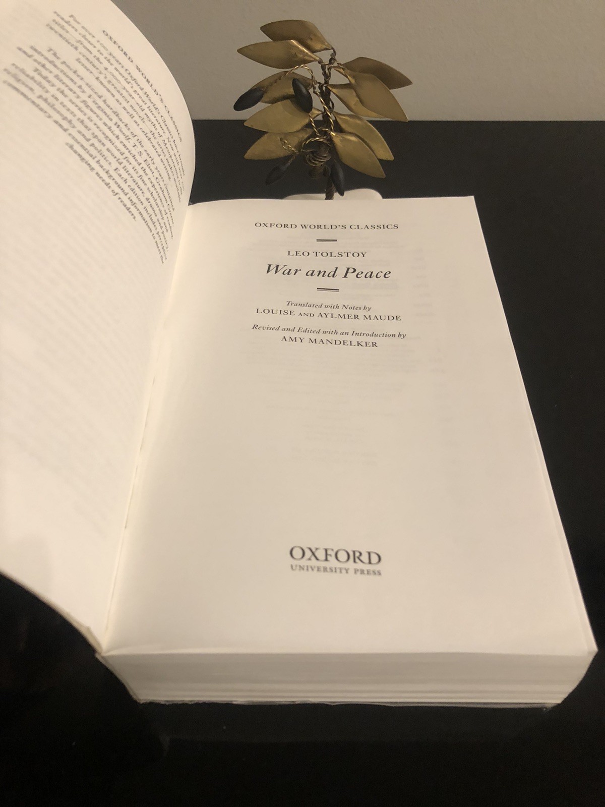 Leo Tolstoy War And Peace Oxford World’s Classics UK 2010 Edition Sec.Print SCLN