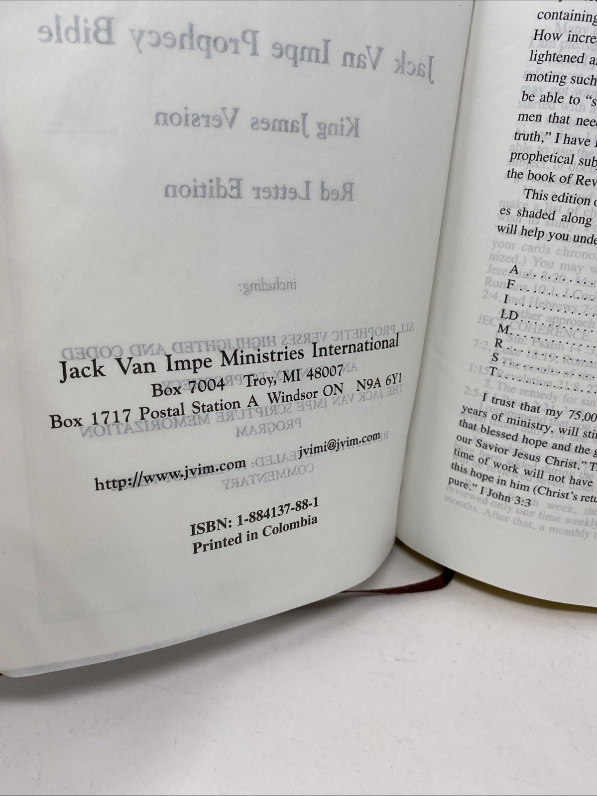 Jack Van Impe Prophecy Bible KJV 1999 Imitation Leather Red Letter Clean Pages