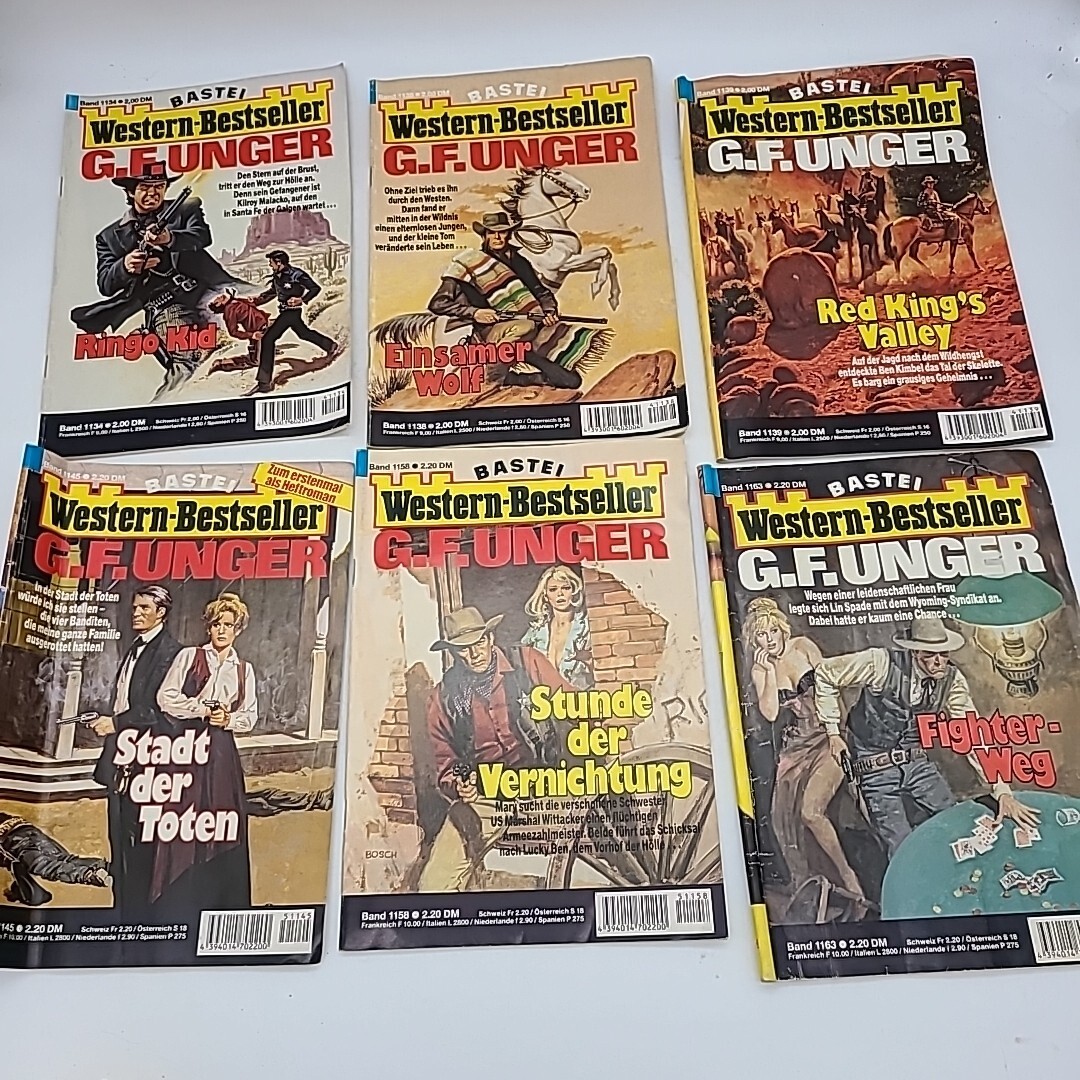 19 BASTEI Western-Bestseller G.F. Unger Pulp Fiction German Booklets Books