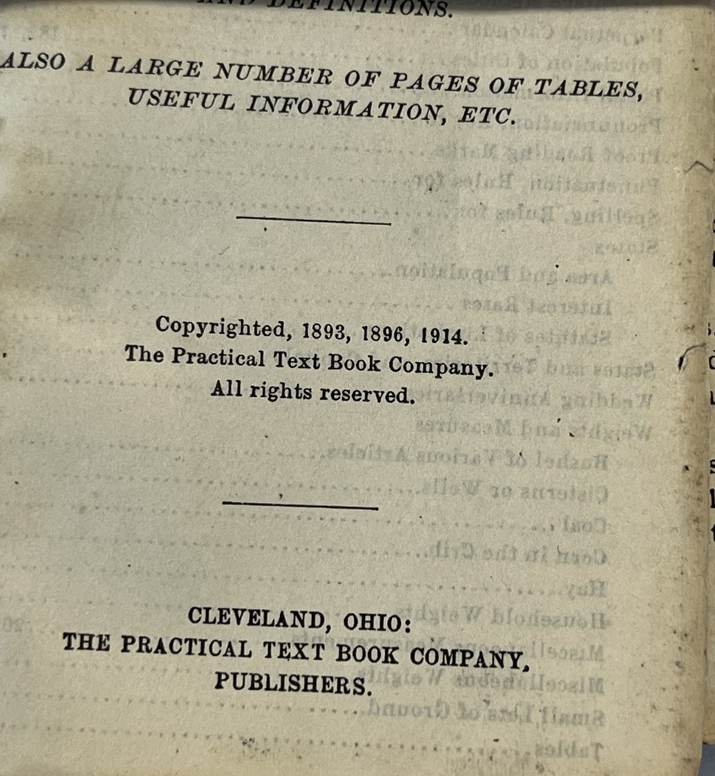 1914 Pocket Dictionary Grand Island Business College Nebraska w/Maps & More RARE