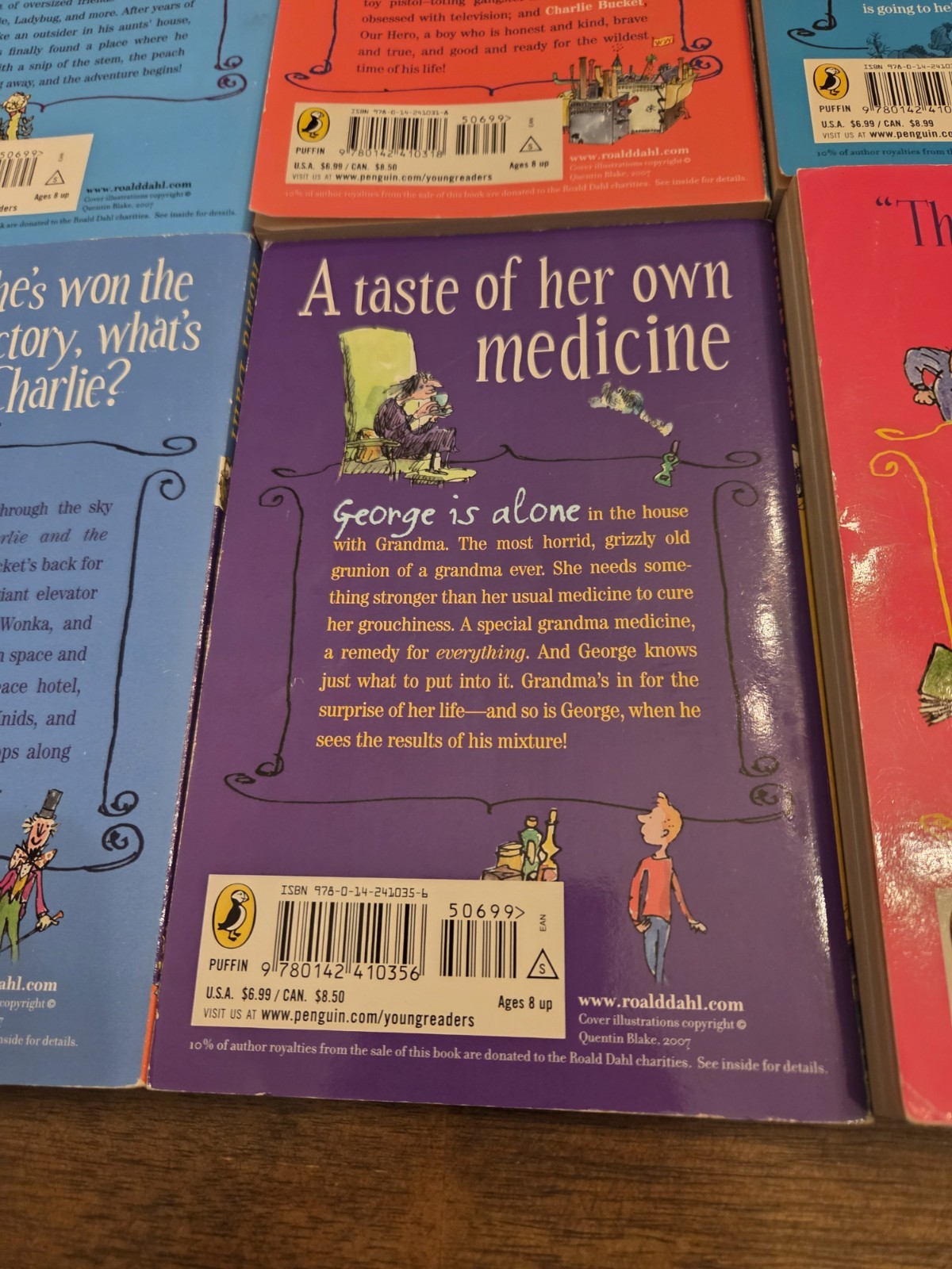 Lot of 6 Roald Dahl Paperback Books Matilda Charlie and Chocolate Factory BFG