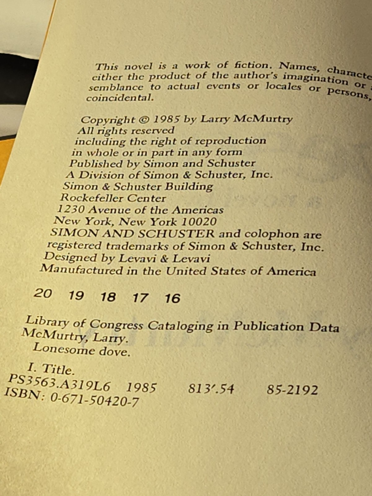 Lonesome Dove by Larry McMurtry Early Edition Hardcover 1985 Page 621 Error