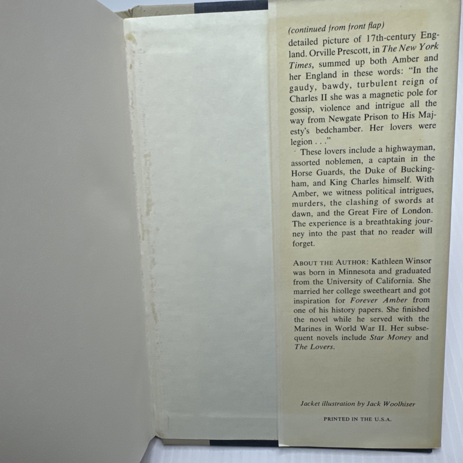 Forever Amber Kathleen Winsor Hardcover Best Seller Library Macmillan Vintage