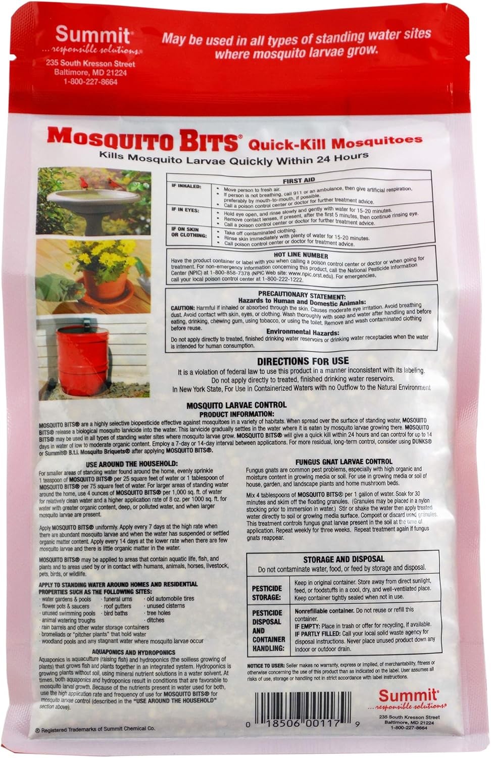 Summit 117-6 Mosquito Bits 30oz – Gránulos Mata Larvas de Mosquito Rápido