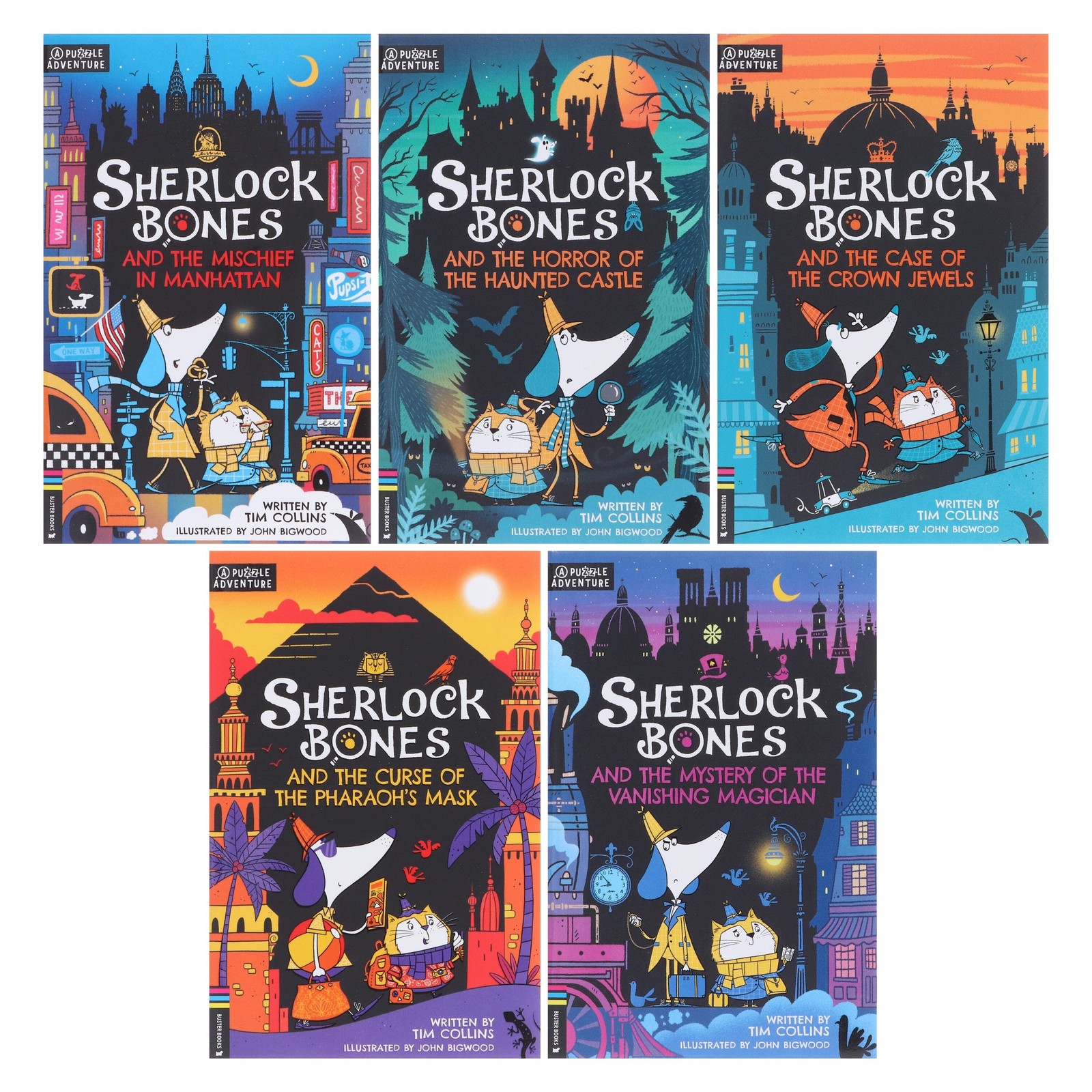 Sherlock Bones Puzzle Quest Series By Tim Collins 5 Books – Ages 7-9 – Paperback
