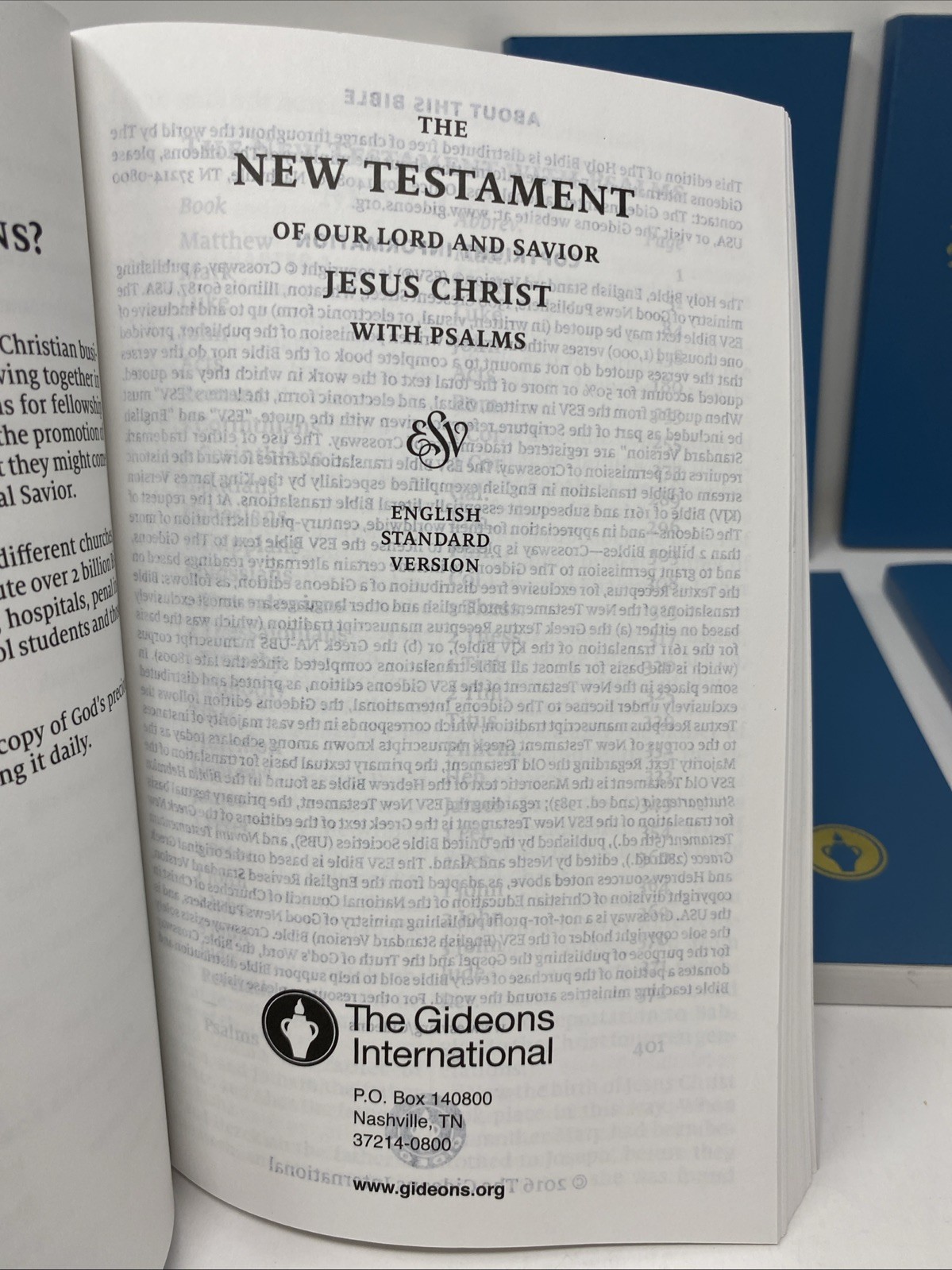 Lot 10 ESV Gideons Personal Size Thinline New Testament Psalms Bible Paperback