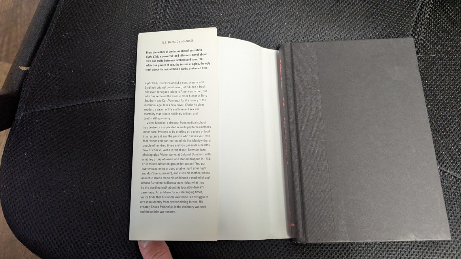 Choke Chuck Palahniuk 2001 first edition first print hardcover dust jacket