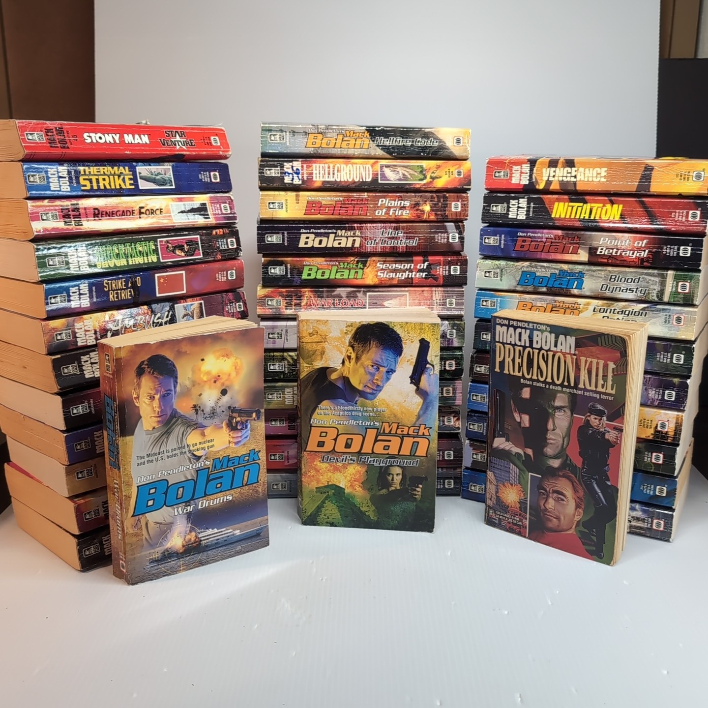 Lot Of 38 Super Mack Bolan Book First Edition Don Pendleton Action Adventure PB