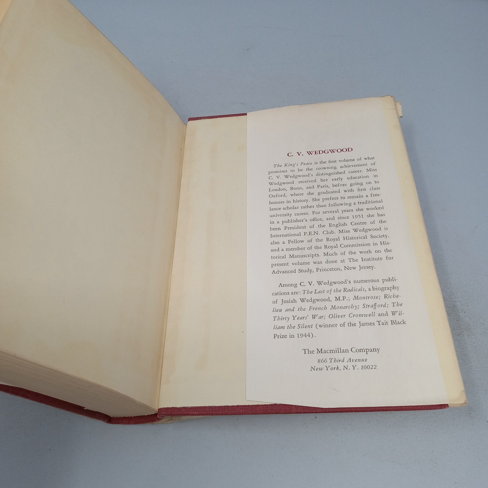 The King’s Peace, 1637–1641 The Macmillan Company 1969 Hardcover C.V. Wedgwood
