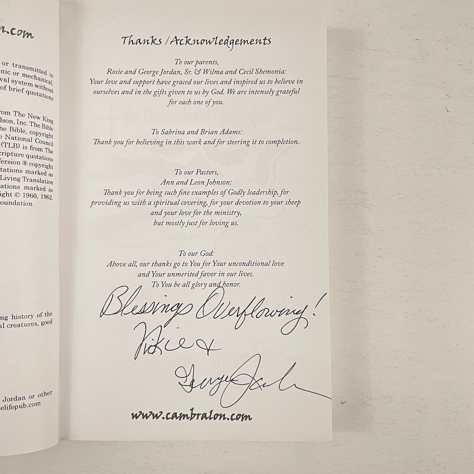 The Chronicles of Cambralon – Throne Of Fire SIGNED by Vickie & George V Jordan