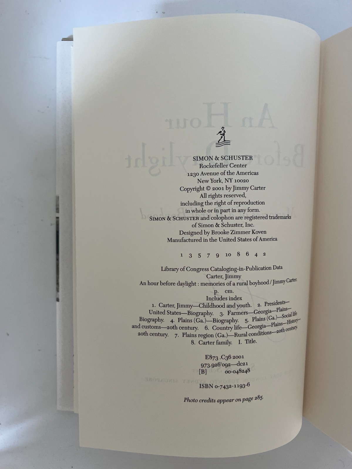 An Hour Before Daylight (signed by President Jimmy Carter)—NEW 1st Ed. & Print