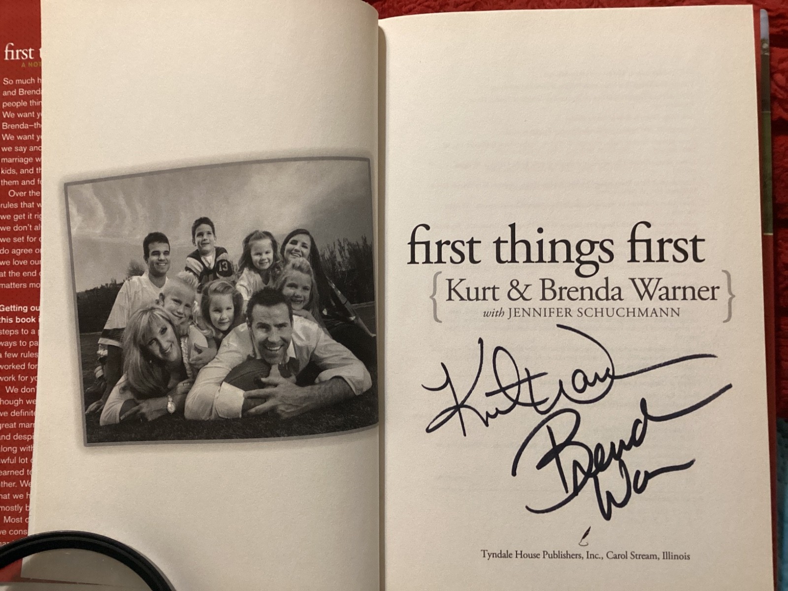 FIRST THINGS FIRST HC/DJ SIGNED BY KURT(HOF) & BRENDA WARNER,EXC/ FREE POSTAGE!!