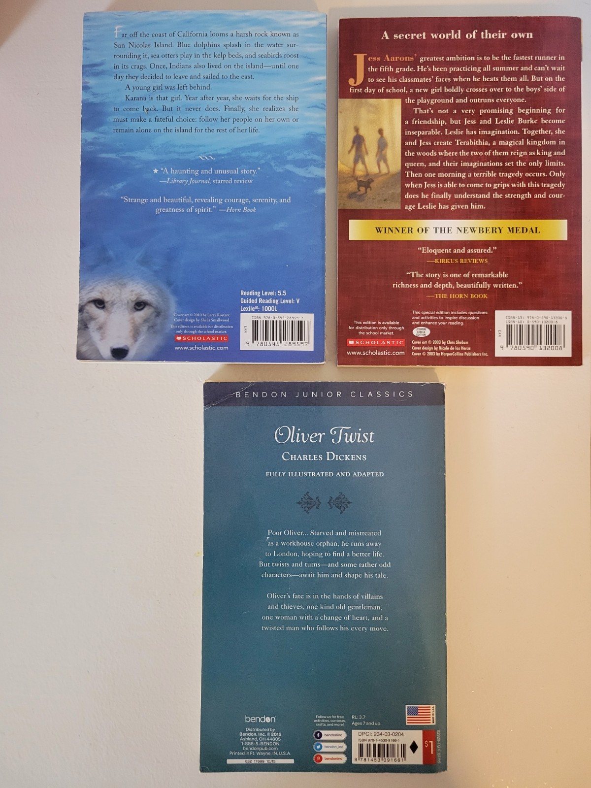 Lot Of 3 Childrens Middle Grade Chapter Books Island Of The Blue Dolphins