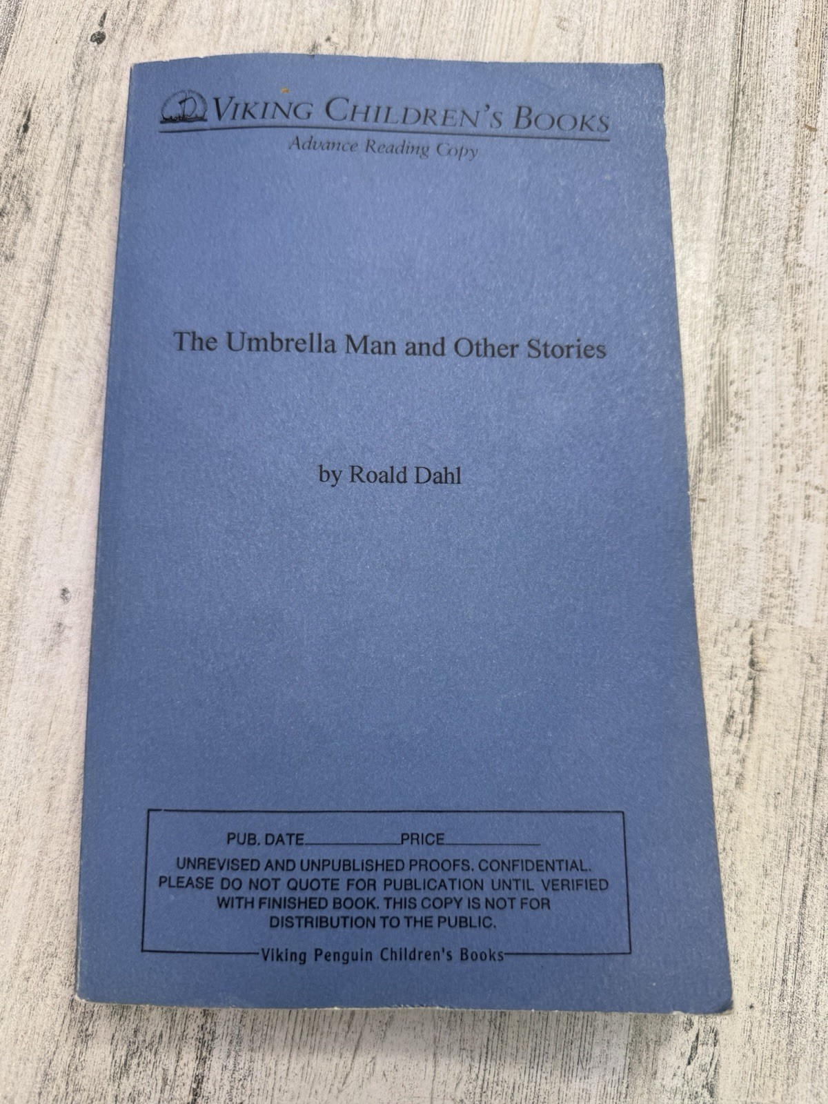 Roald Dahl Umbrella Man Advance Reading Copy ARC Viking Proof