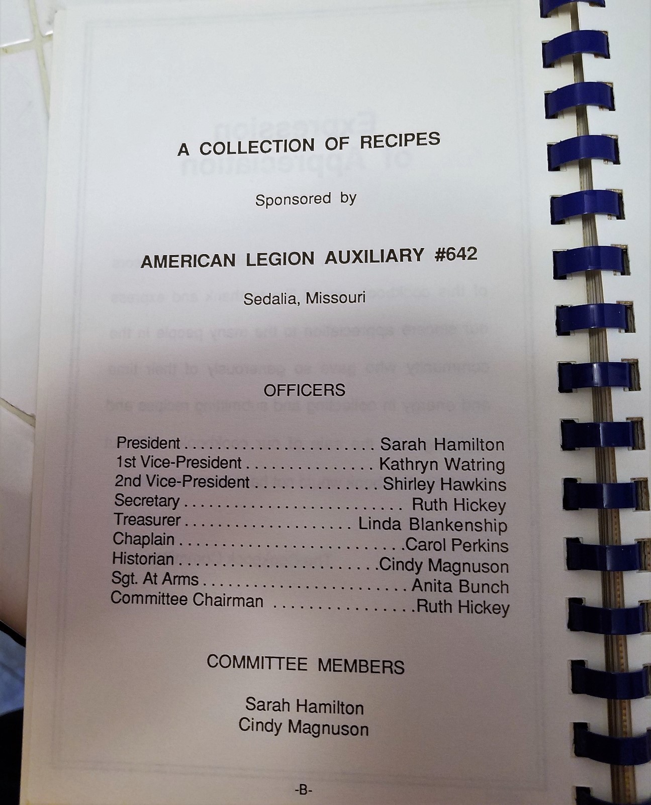 THE HAPPY COOKER 1978 Cookbook American Legion Post 642 Sedalia, Mo 104 Pages
