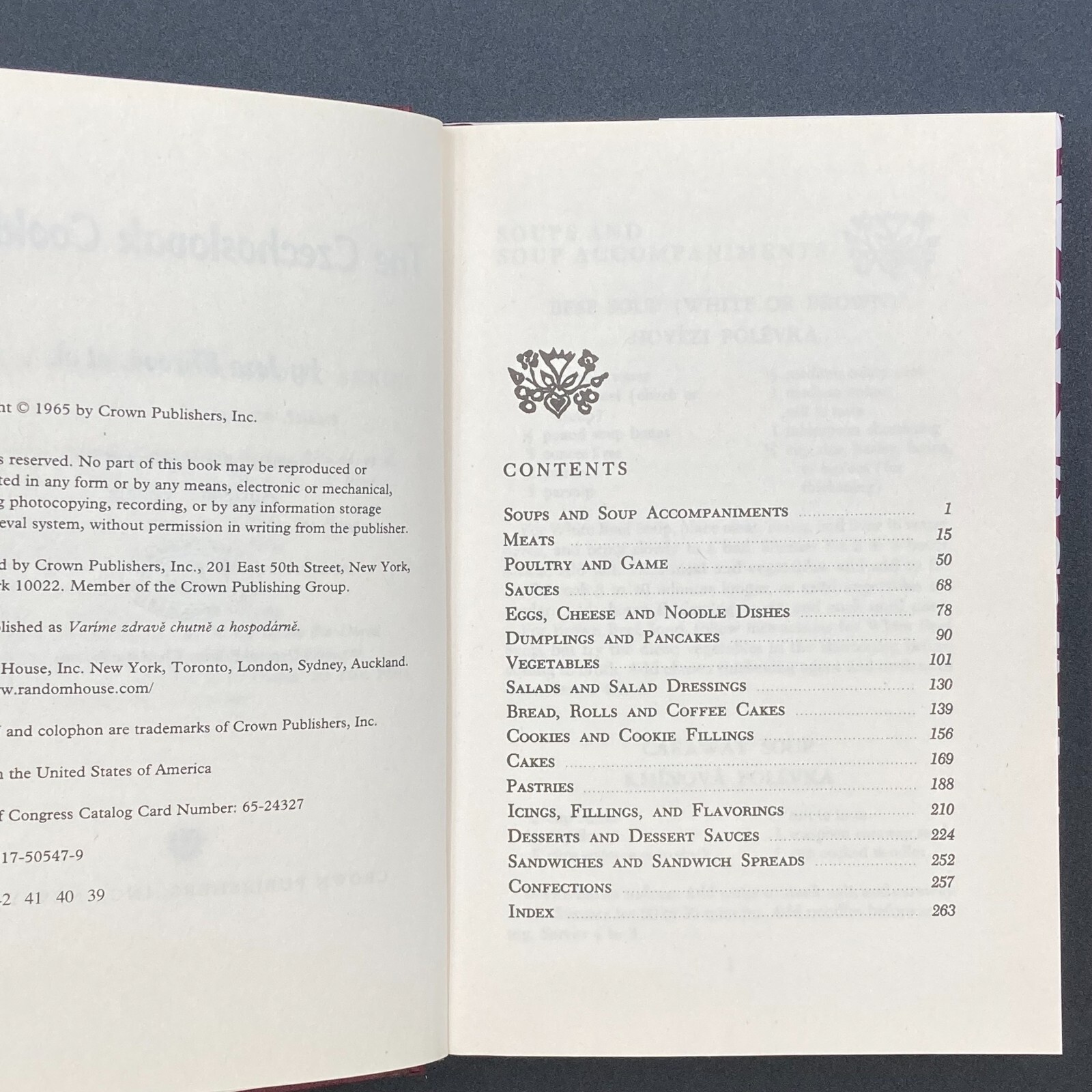 The Czechoslovak Cookbook Joza Brizova ©1965 39th Printing HB DJ 282 pages
