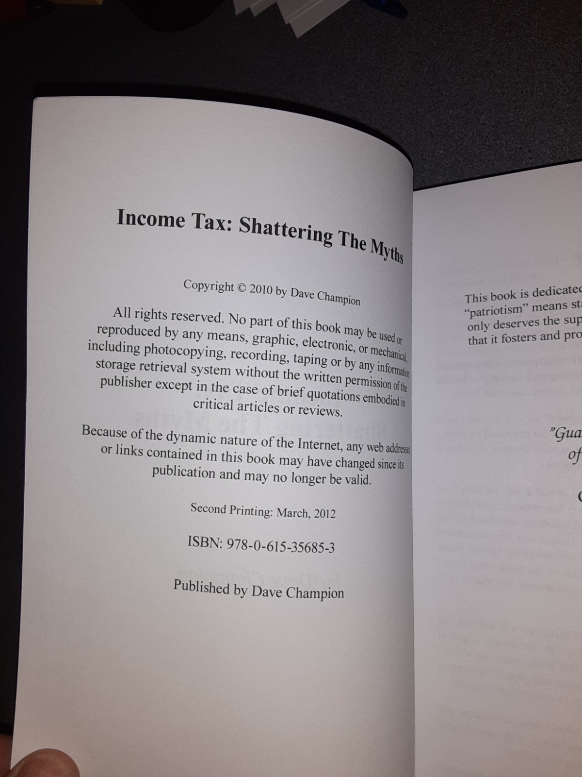 Income Tax: Shattering The Myths – Dave Champion – Paperback Book – New 2012