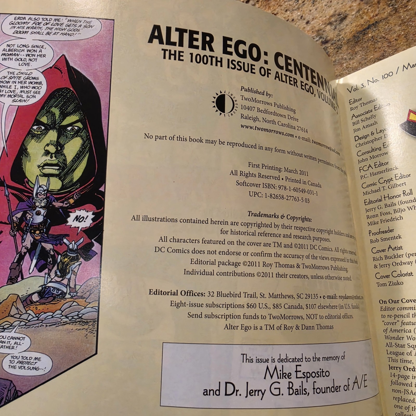 Alter Ego: Centennial, Thomas, Roy Thomas, Jim Amash,