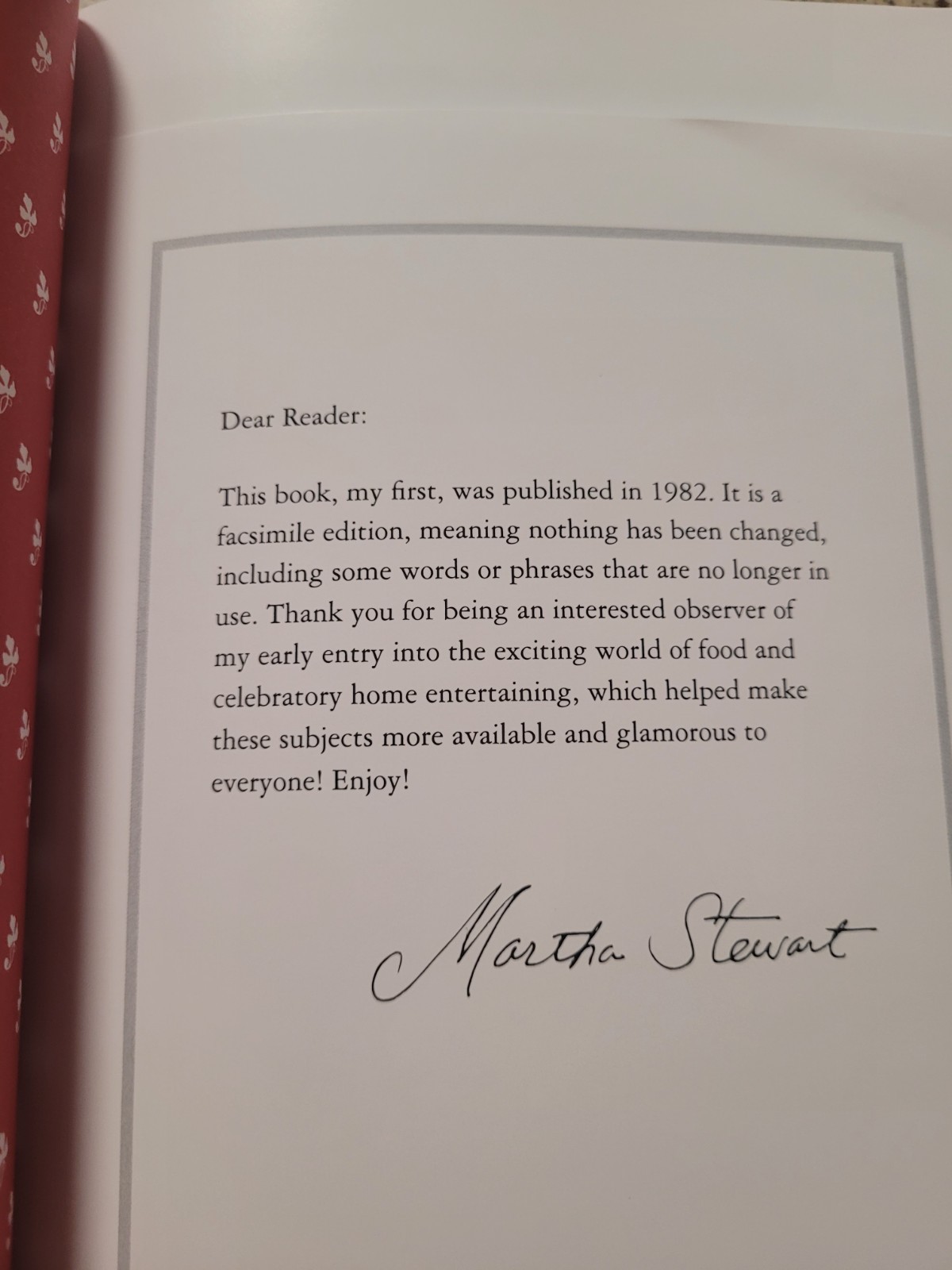 Entertaining by Martha Stewart English Reissued 2025 Hardcover Book Pic Recipes