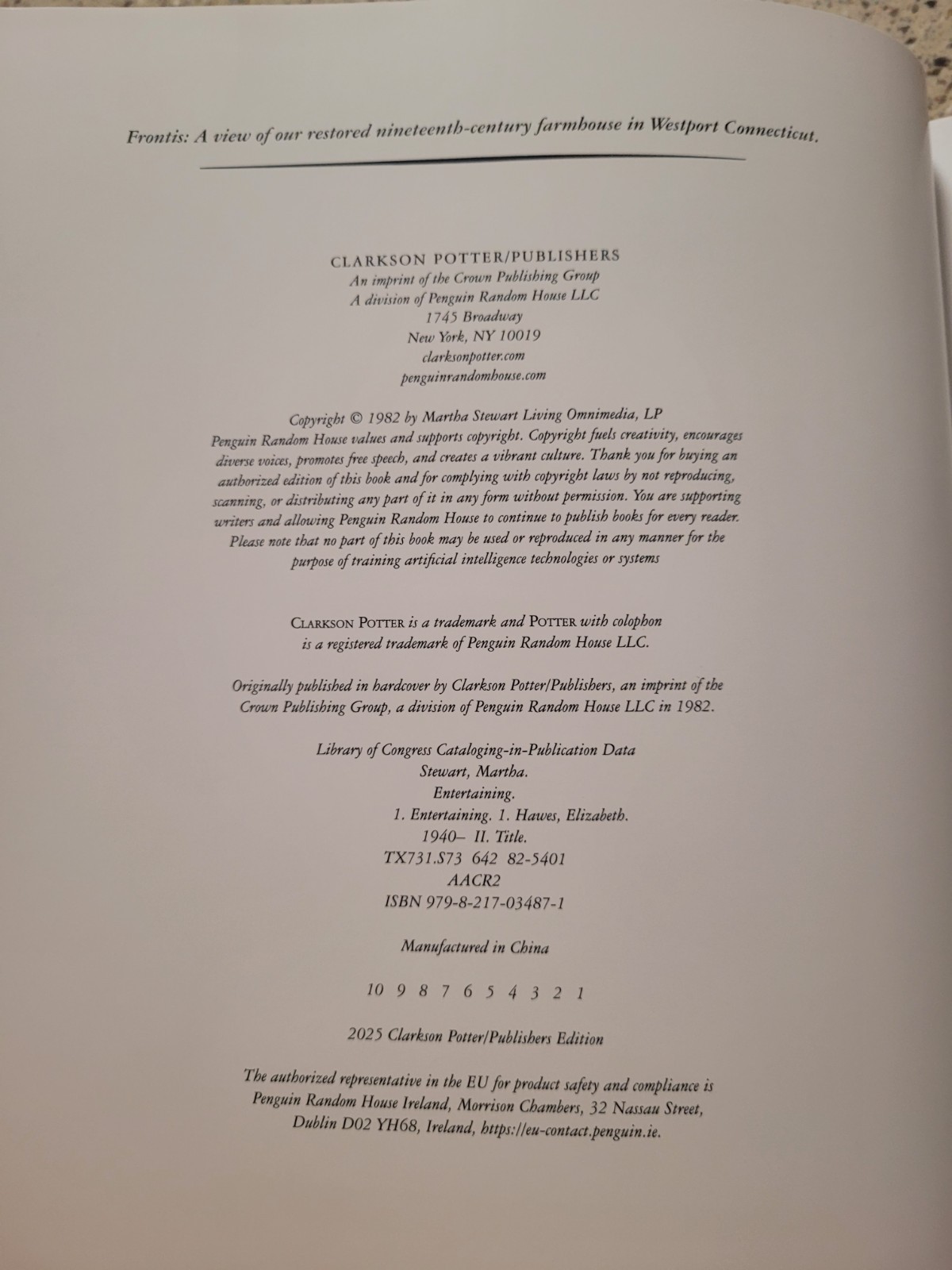 Entertaining by Martha Stewart English Reissued 2025 Hardcover Book Pic Recipes