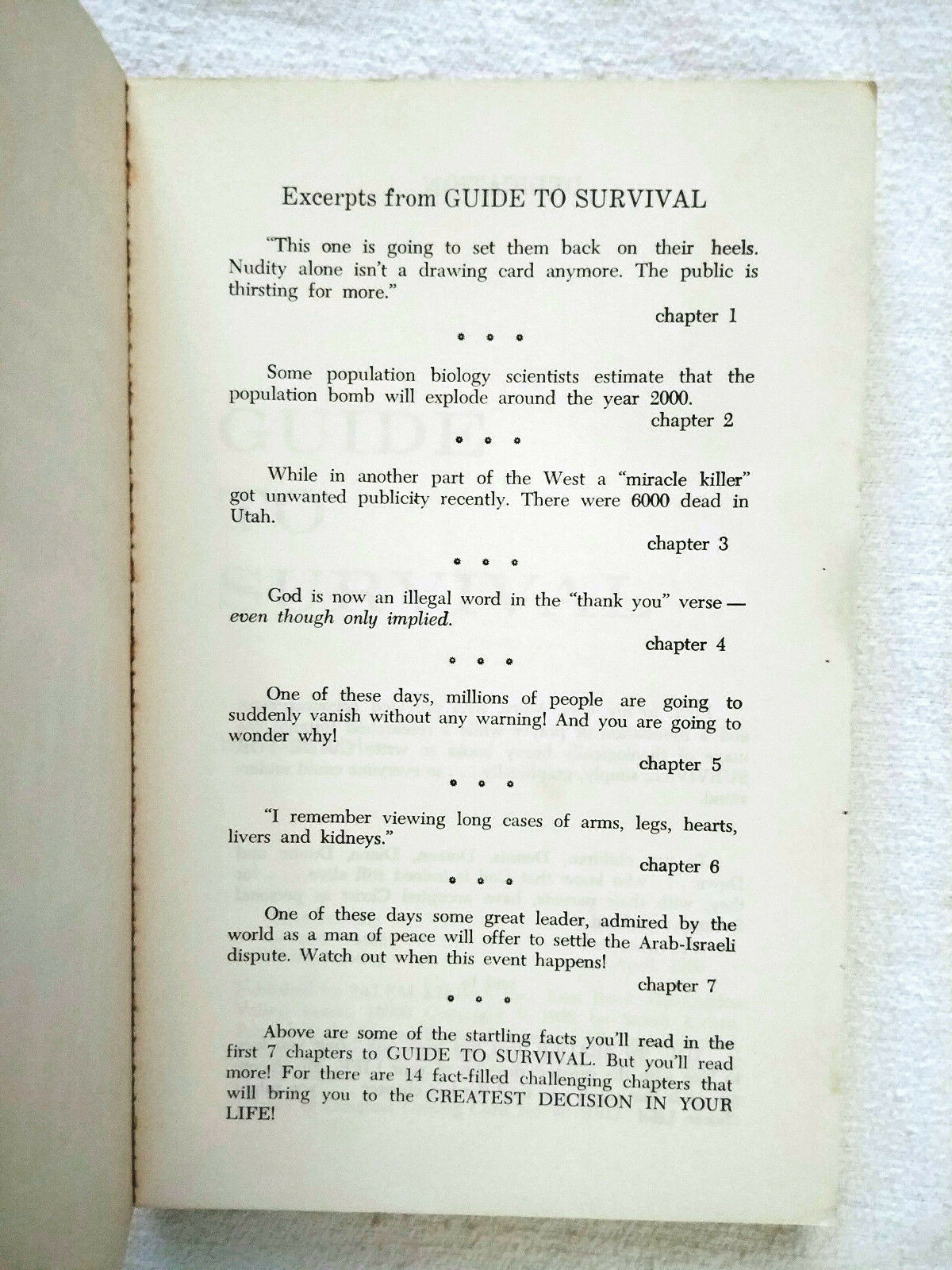 How the World Will End GUIDE to SURVIVAL Salem Kirban 1969 Fundamentals of Faith