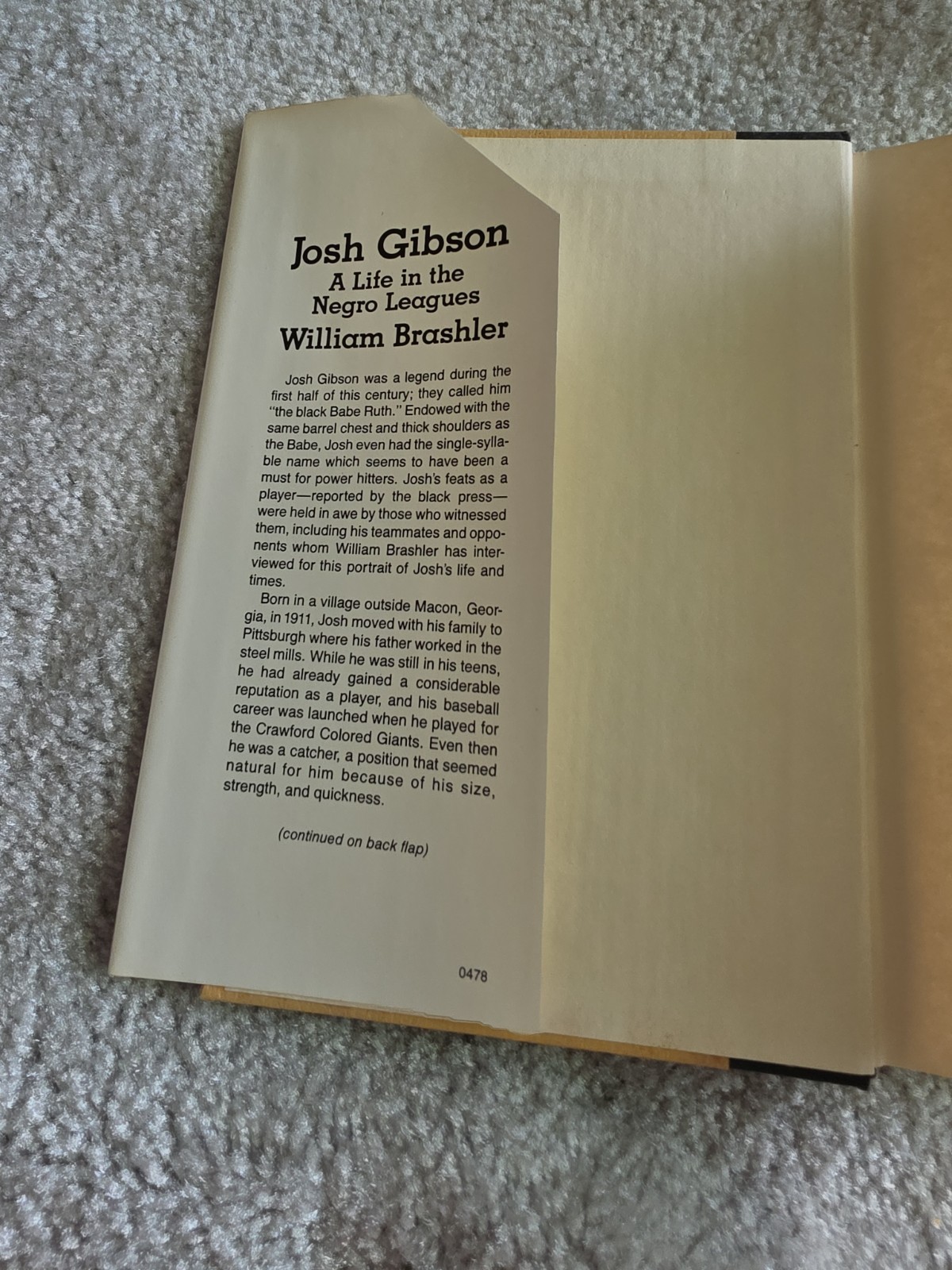 Josh Gibson: A Life in the Negro Leagues. William Brashler First Edition & Print