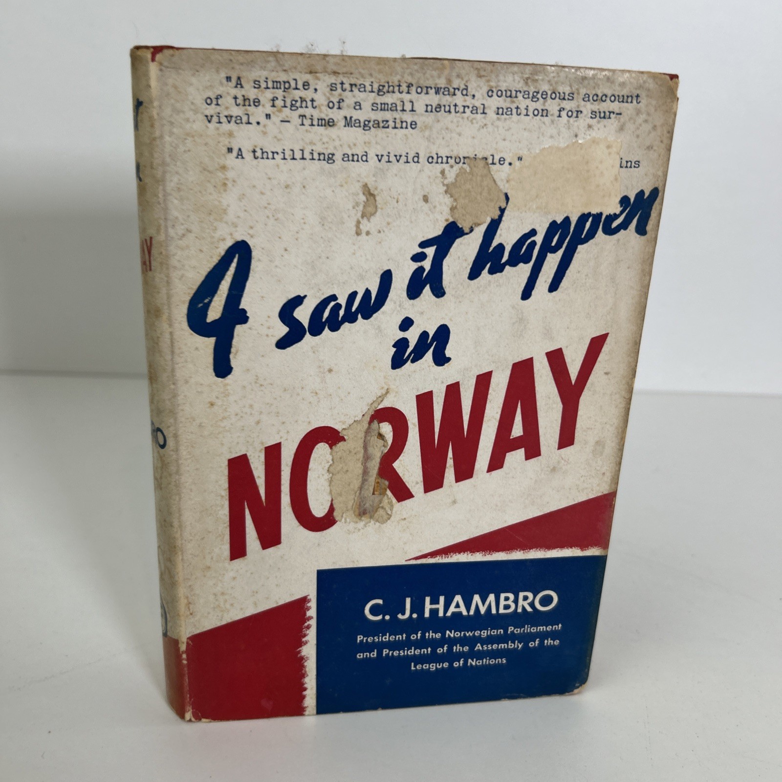 I Saw It Happen In Norway C J Hambro Hardcover Early Edition D Appleton Co. 1940