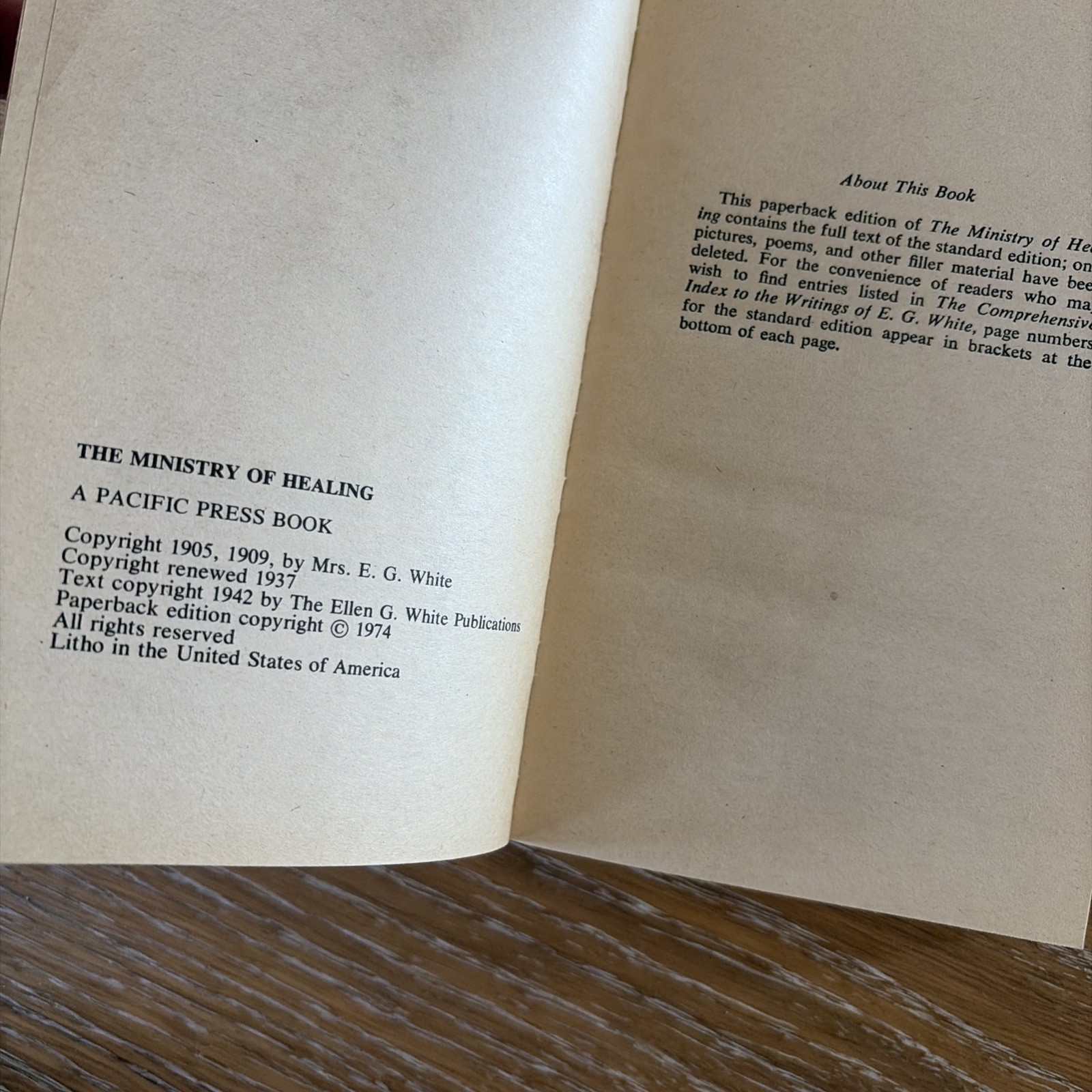 The Ministry Of Healing by E.G. White – Vintage 1974 Paperback –