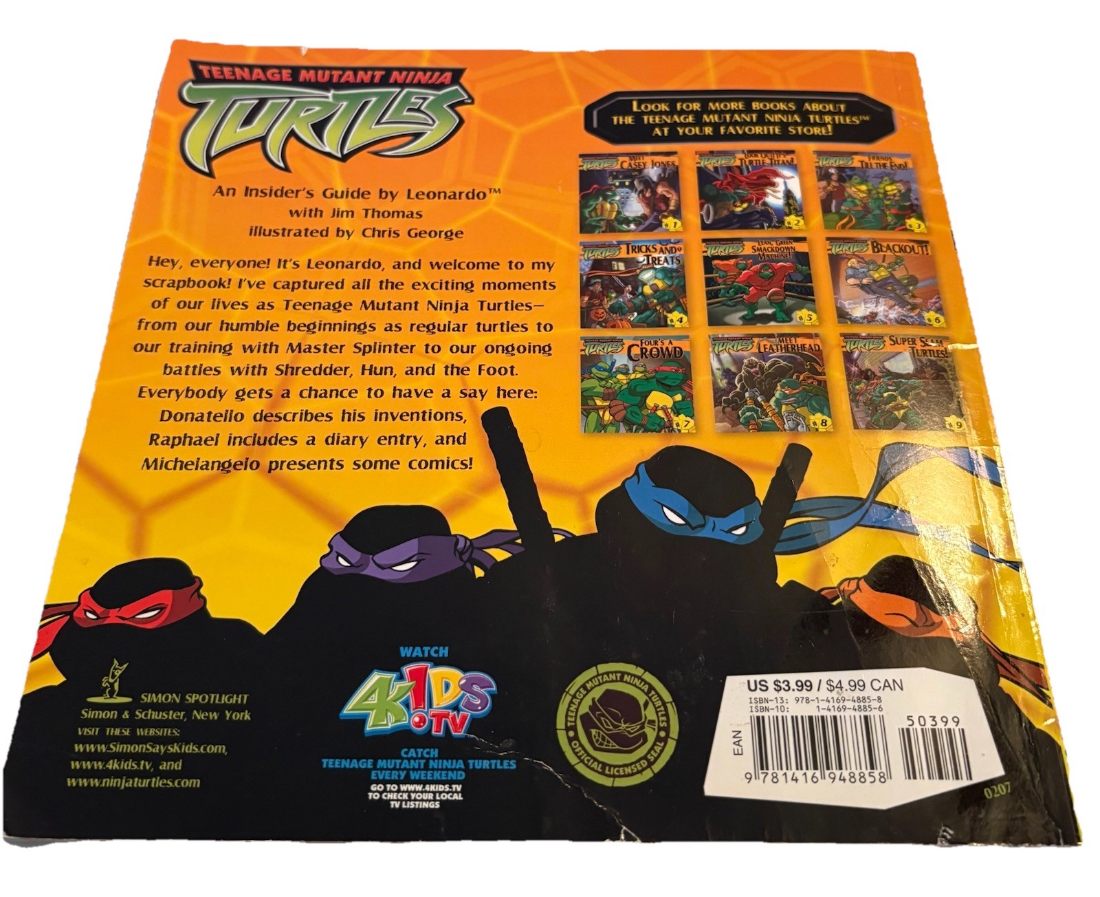 Mixed Lot of 4 Teenage Mutant Ninja Turtles TMNT Kids Paperback Books 90s-2010s