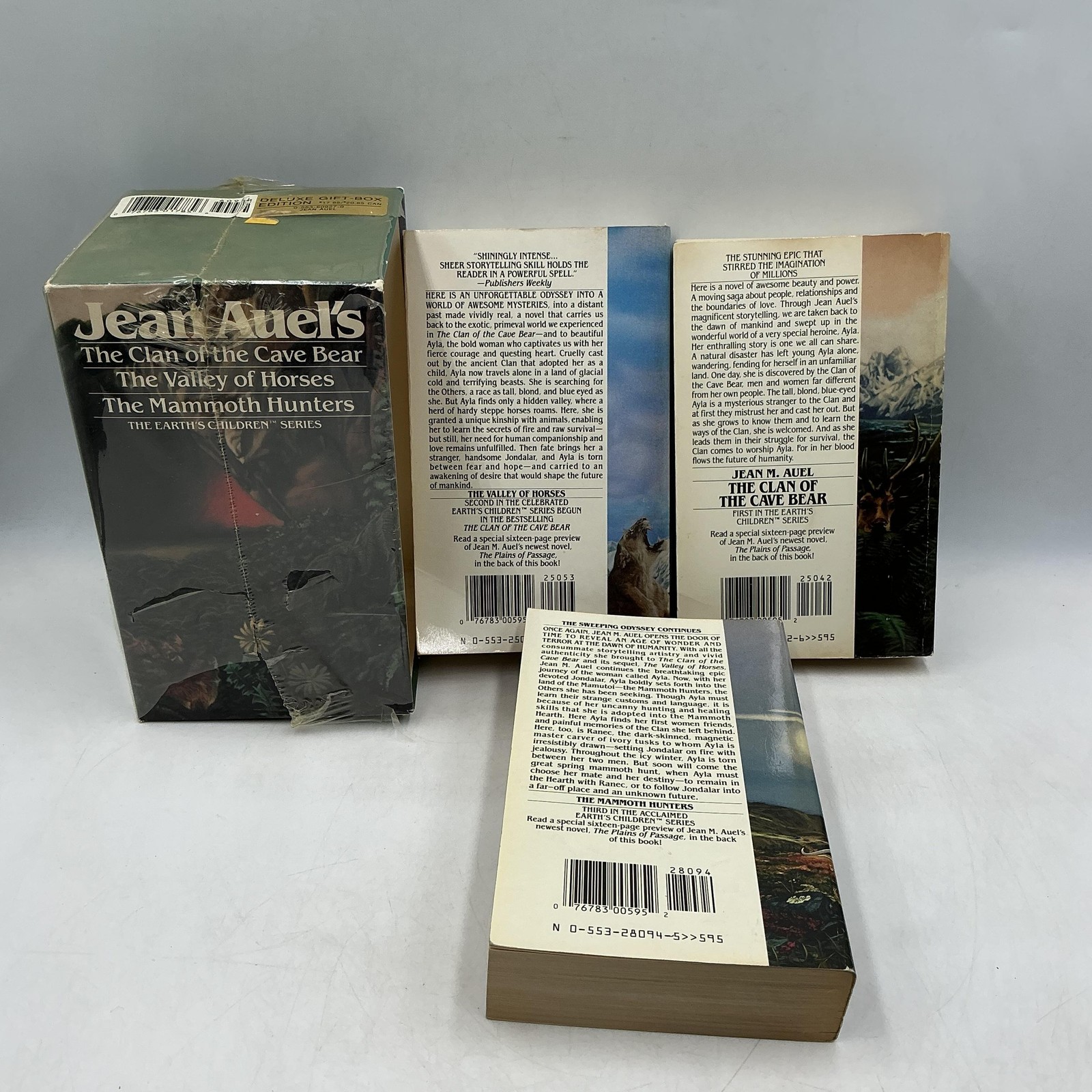 Vintage Jean M Auel Earth’s Children 3 PB Box Set Bantam Black 1986 USA Saga