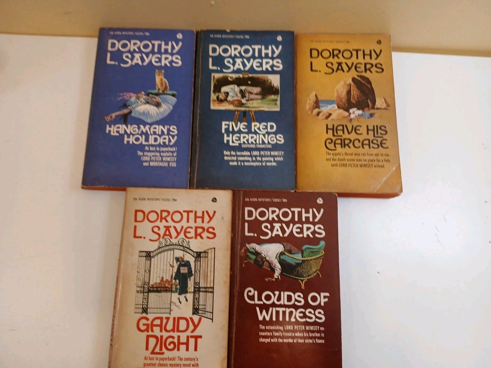 Dorothy L Sayers 5 Paperback Book Lot Lord Peter Wimsey Series Avon Print -bk1.2